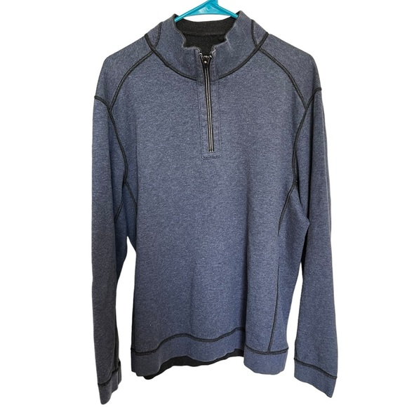Tommy Bahama Pullover Half Zip‎ Reversible Sweater Men's Large Long Sleeve Blue - Picture 1 of 7